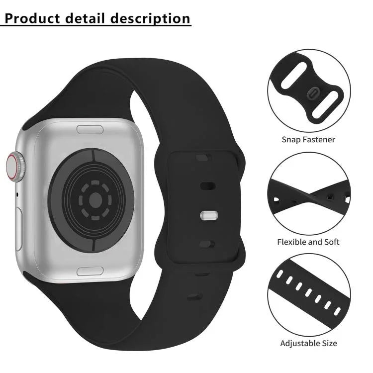 Silikon-Uhrenarmband mit Schmetterlingsverschluss und 3D-gebogener Folie, für Apple Watch Series 10 (46 mm), Apple Watch Series 10 (42 mm) und Apple Watch Series 10 (44 mm)