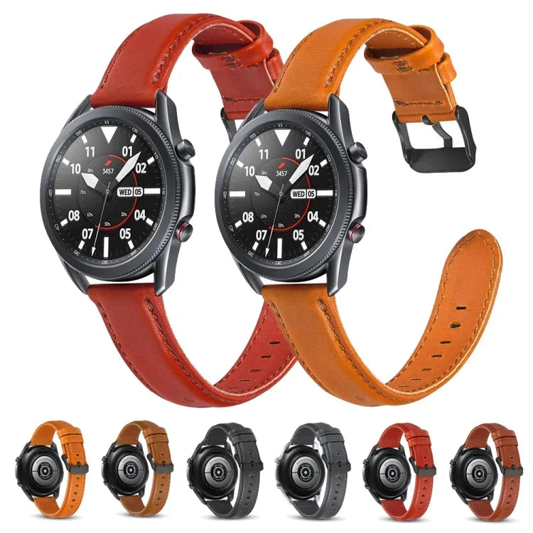Ersatzarmband aus flachem Leder, für Samsung Galaxy Watch 3 (41 mm) und Samsung Galaxy Watch 3 (45 mm)