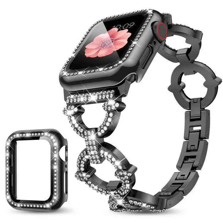 xDfind O-förmiges Diamant-Metallarmband mit integrierter PC-Abdeckung aus gehärtetem Glas, für Apple Watch Series 10 (46 mm), Apple Watch Series 10 (42 mm), Apple Watch Series 10 (44 mm), Apple Watch Series 10 (40 mm), Apple Watch Ultra 2/1 (49 mm) ...