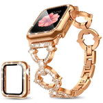 xDfind O-shaped Diamond Metal Watch Band with Tempered Film Integrated PC Cover, For Apple Watch Series 10 46mm, For Apple Watch Series 10 42mm, For Apple Watch Series 44mm, For Apple Watch Series 40mm, For Apple Watch Ultra 2 / 1 49mm                 ...