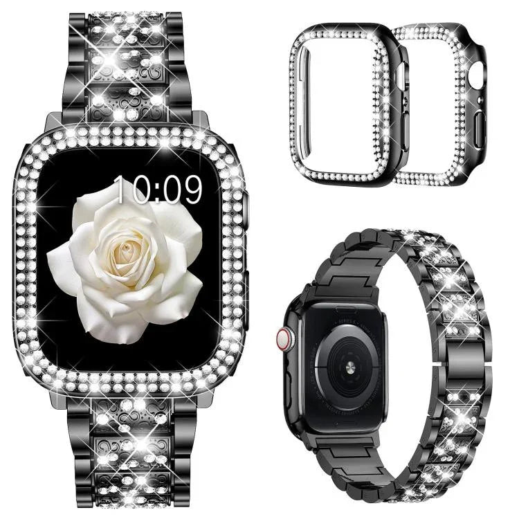 xDfind Diamant-Schmuck-Metallarmband mit Etui, für Apple Watch Series 10 46 mm, Apple Watch Series 10 42 mm, Apple Watch Series 44 mm, Apple Watch Series 40 mm, Apple Watch Ultra 2/1 49 mm, Apple Watch Series 45 mm ...