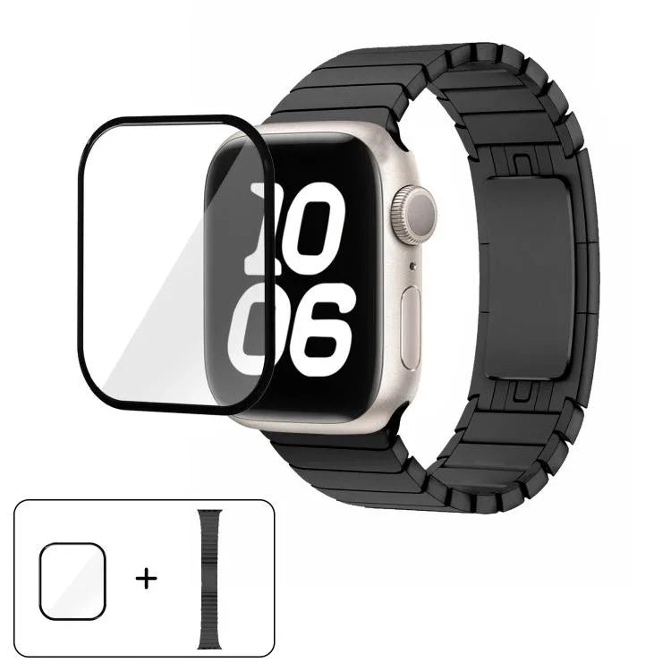 Original Schließe 316 Stahl Uhrenarmband mit 3D-gebogenem Film, Für Apple Watch Series 10 46mm, Für Apple Watch Series 10 42mm, Für Apple Watch Series 44mm, Für Apple Watch Series 40mm, Für Apple Watch Ultra 2 / 1 49mm, Für Apple Watch Series 45mm