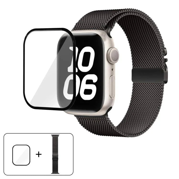 Milanaise-Armband aus Edelstahl mit 3D-gebogener Folie und Regenschirmschließe, passend für Apple Watch Series 10 (46 mm), Apple Watch Series 10 (42 mm), Apple Watch Series 10 (44 mm), Apple Watch Series 10 (40 mm) und Apple Watch Ultra 2/1 (49 mm).