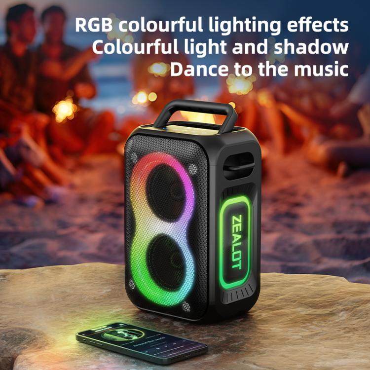 Zealot PT02 60W Tragbarer Outdoor-RGB-Farblicht-Stereo-Bluetooth-Lautsprecher, PT02