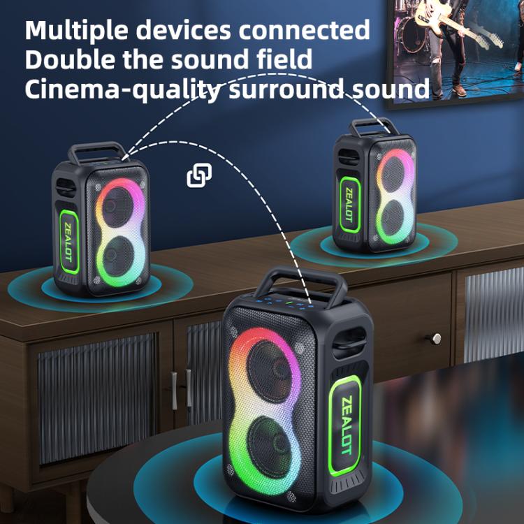 Zealot PT02 60W Tragbarer Outdoor-RGB-Farblicht-Stereo-Bluetooth-Lautsprecher, PT02