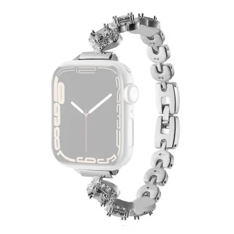 xDfind Metall-Uhrenarmband mit vierblättrigem Kleeblatt und Diamanten, für Apple Watch 42 / 44 / 45 / 46 / 49 mm, für Apple Watch 38 / 40 / 41 / S10 42 mm