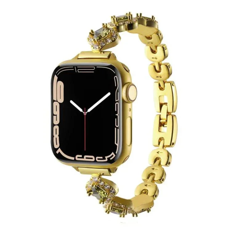 xDfind Metall-Uhrenarmband mit vierblättrigem Kleeblatt und Diamanten, für Apple Watch 42 / 44 / 45 / 46 / 49 mm, für Apple Watch 38 / 40 / 41 / S10 42 mm