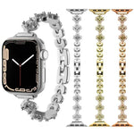 xDfind Metall-Uhrenarmband mit vierblättrigem Kleeblatt und Diamanten, für Apple Watch 42 / 44 / 45 / 46 / 49 mm, für Apple Watch 38 / 40 / 41 / S10 42 mm