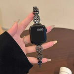 xDfind Doppelherz-Diamant-Metallarmband, für Apple Watch 42 / 44 / 45 / 46 / 49 mm, für Apple Watch 38 / 40 / 41 / S10 42 mm