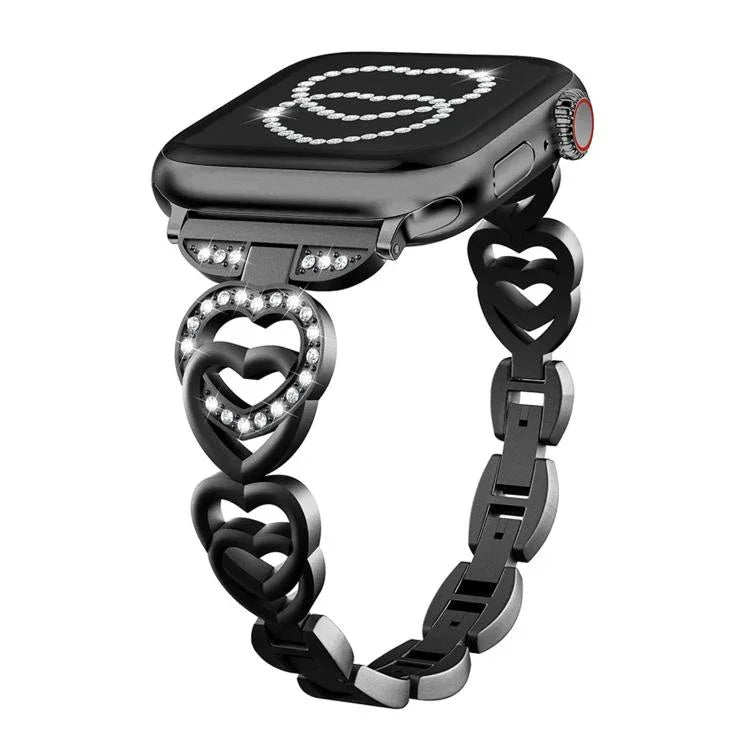 xDfind Doppelherz-Diamant-Metallarmband, für Apple Watch 42 / 44 / 45 / 46 / 49 mm, für Apple Watch 38 / 40 / 41 / S10 42 mm