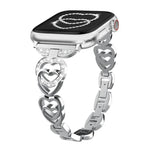 xDfind Doppelherz-Diamant-Metallarmband, für Apple Watch 42 / 44 / 45 / 46 / 49 mm, für Apple Watch 38 / 40 / 41 / S10 42 mm