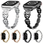xDfind Doppelherz-Diamant-Metallarmband, für Apple Watch 42 / 44 / 45 / 46 / 49 mm, für Apple Watch 38 / 40 / 41 / S10 42 mm