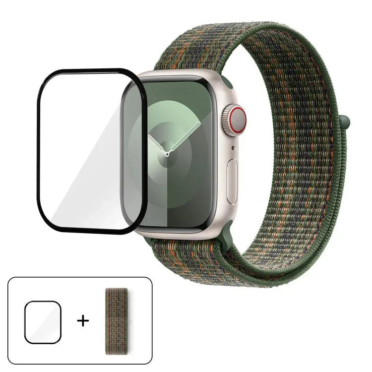 Einfaches Nylon-Armband mit 3D-gebogener Folie, für Apple Watch Series 40 mm, Apple Watch Ultra 2/1 49 mm und Apple Watch Series 45 mm