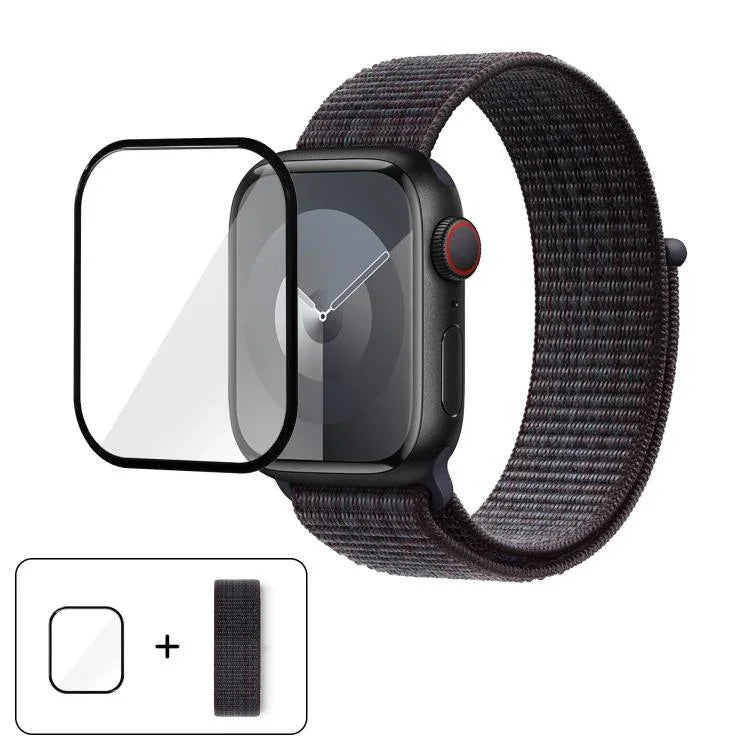 Einfaches Nylon-Armband mit 3D-gebogener Folie, für Apple Watch Series 40 mm, Apple Watch Ultra 2/1 49 mm und Apple Watch Series 45 mm