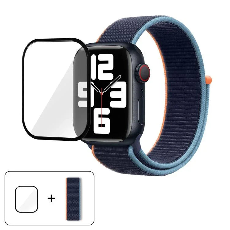 Einfaches Nylon-Armband mit 3D-gebogener Folie, für Apple Watch Series 40 mm, Apple Watch Ultra 2/1 49 mm und Apple Watch Series 45 mm