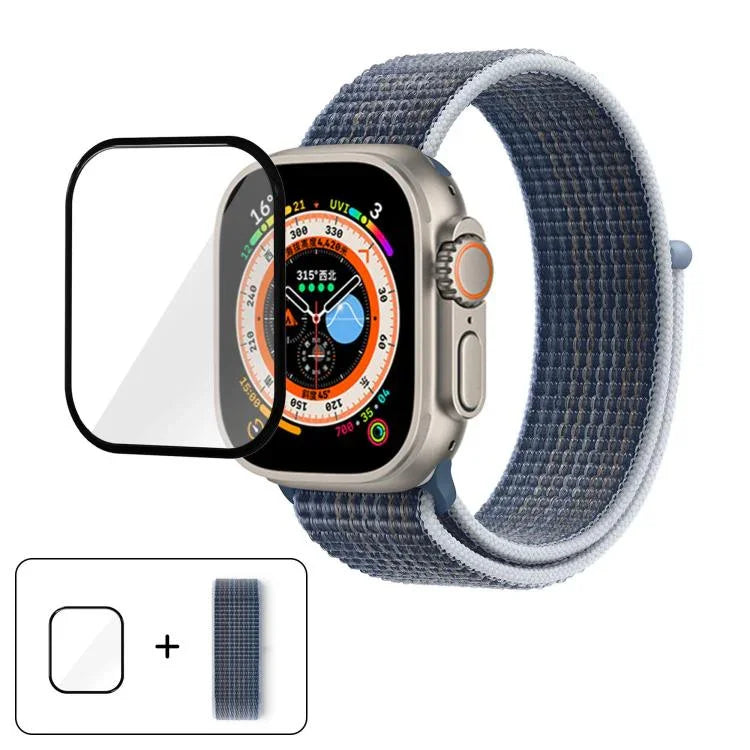 Einfaches Nylon-Armband mit 3D-gebogener Folie, für Apple Watch Series 40 mm, Apple Watch Ultra 2/1 49 mm und Apple Watch Series 45 mm