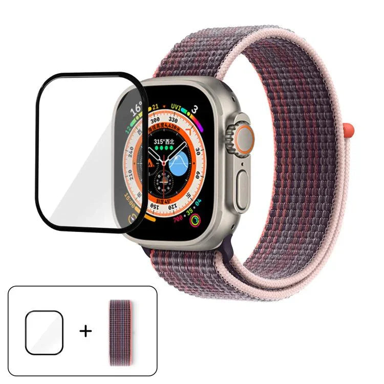 Einfaches Nylon-Armband mit 3D-gebogener Folie, für Apple Watch Series 40 mm, Apple Watch Ultra 2/1 49 mm und Apple Watch Series 45 mm