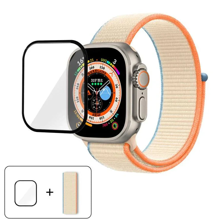Einfaches Nylon-Armband mit 3D-gebogener Folie, für Apple Watch Series 40 mm, Apple Watch Ultra 2/1 49 mm und Apple Watch Series 45 mm