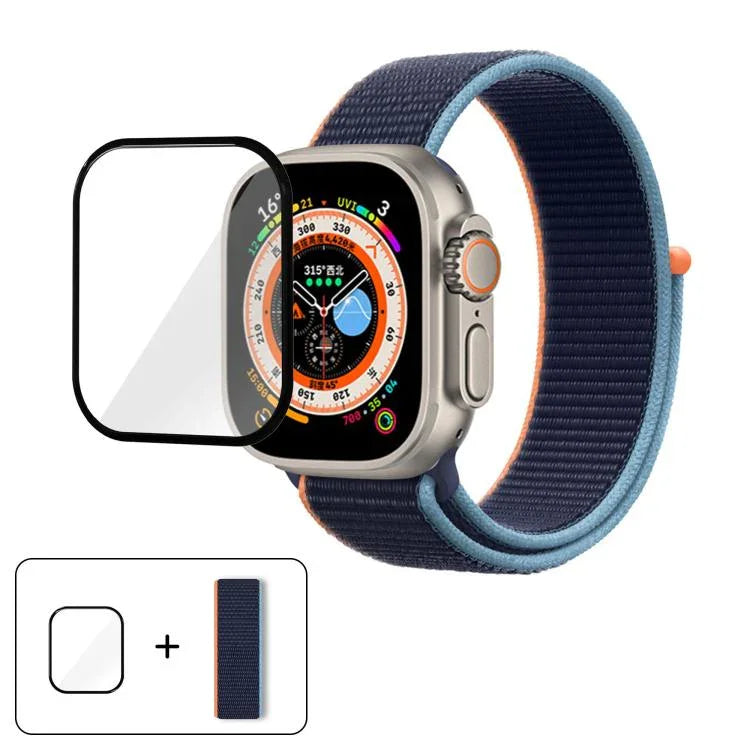 Einfaches Nylon-Armband mit 3D-gebogener Folie, für Apple Watch Series 40 mm, Apple Watch Ultra 2/1 49 mm und Apple Watch Series 45 mm