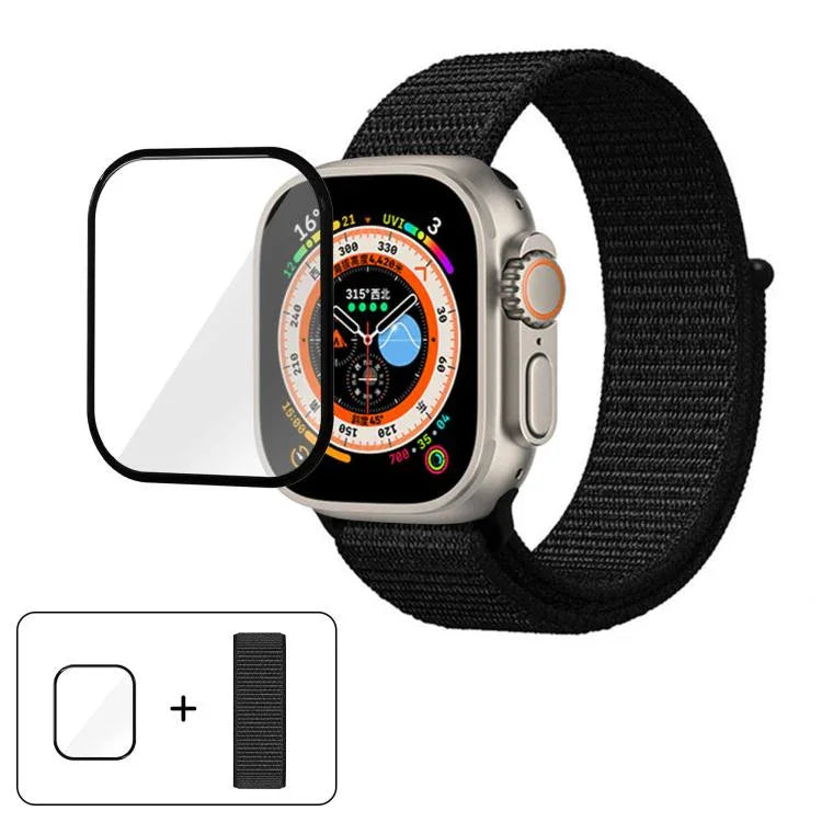 Einfaches Nylon-Armband mit 3D-gebogener Folie, für Apple Watch Series 40 mm, Apple Watch Ultra 2/1 49 mm und Apple Watch Series 45 mm