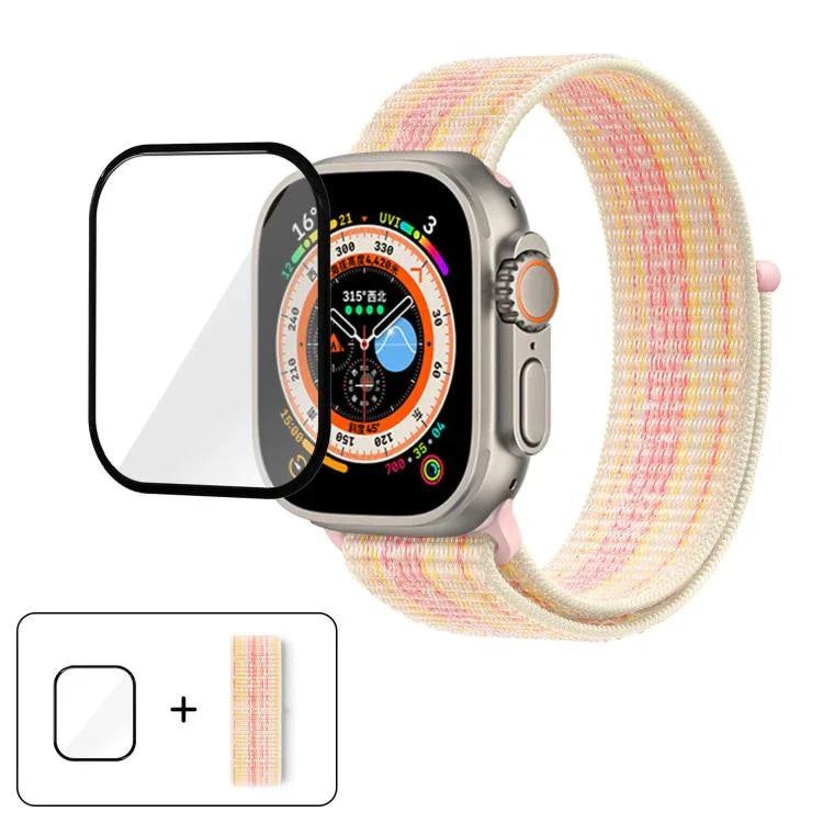 Einfaches Nylon-Armband mit 3D-gebogener Folie, für Apple Watch Series 40 mm, Apple Watch Ultra 2/1 49 mm und Apple Watch Series 45 mm