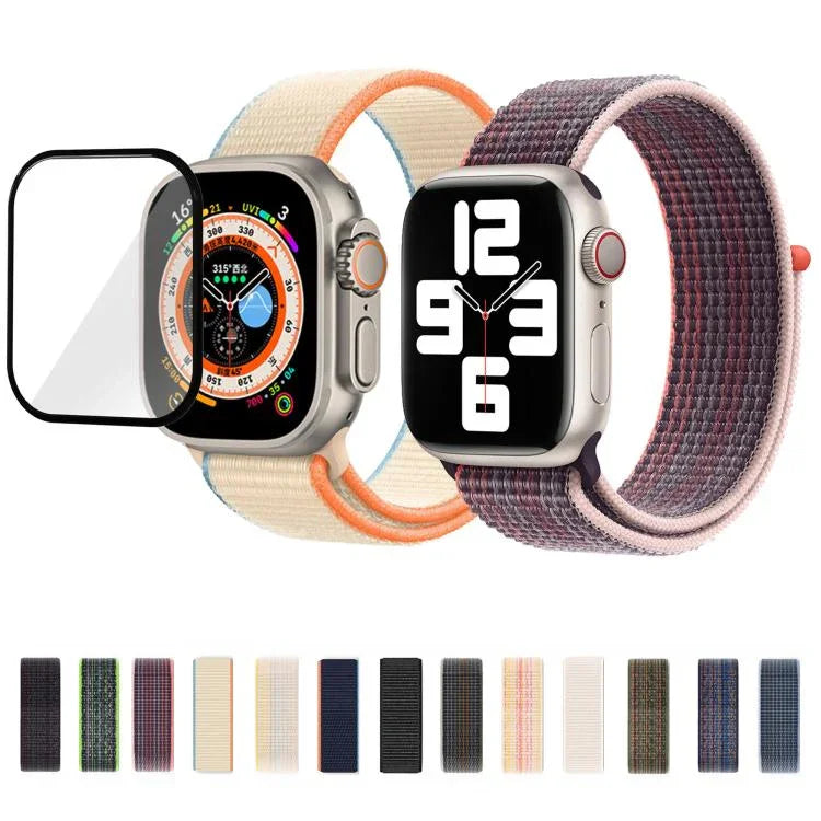Einfaches Nylon-Armband mit 3D-gebogener Folie, für Apple Watch Series 40 mm, Apple Watch Ultra 2/1 49 mm und Apple Watch Series 45 mm