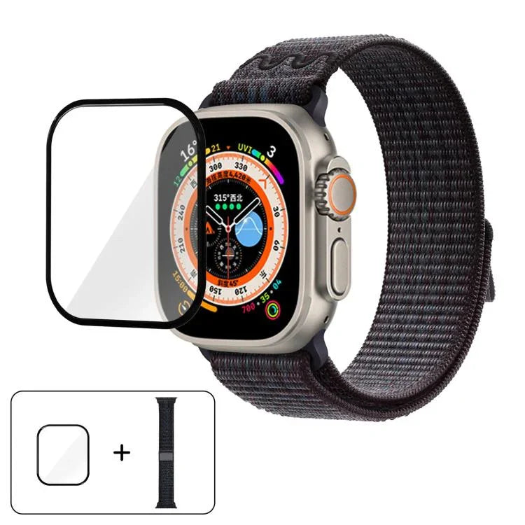 Nylon-Armband mit 3D-gebogener Folie, passend für Apple Watch Series 40 mm, Apple Watch Ultra 2/1 49 mm und Apple Watch Series 45 mm.