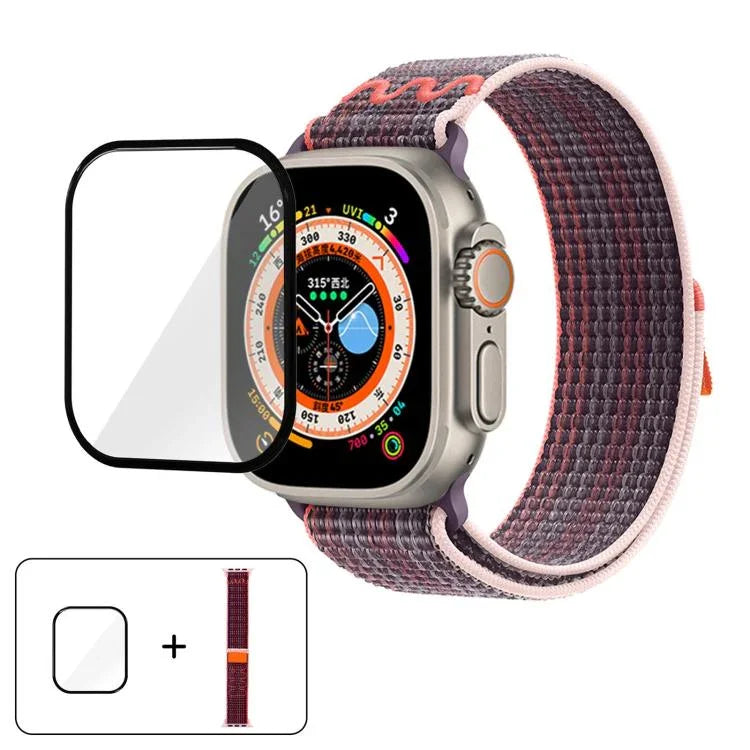 Nylon-Armband mit 3D-gebogener Folie, passend für Apple Watch Series 40 mm, Apple Watch Ultra 2/1 49 mm und Apple Watch Series 45 mm.