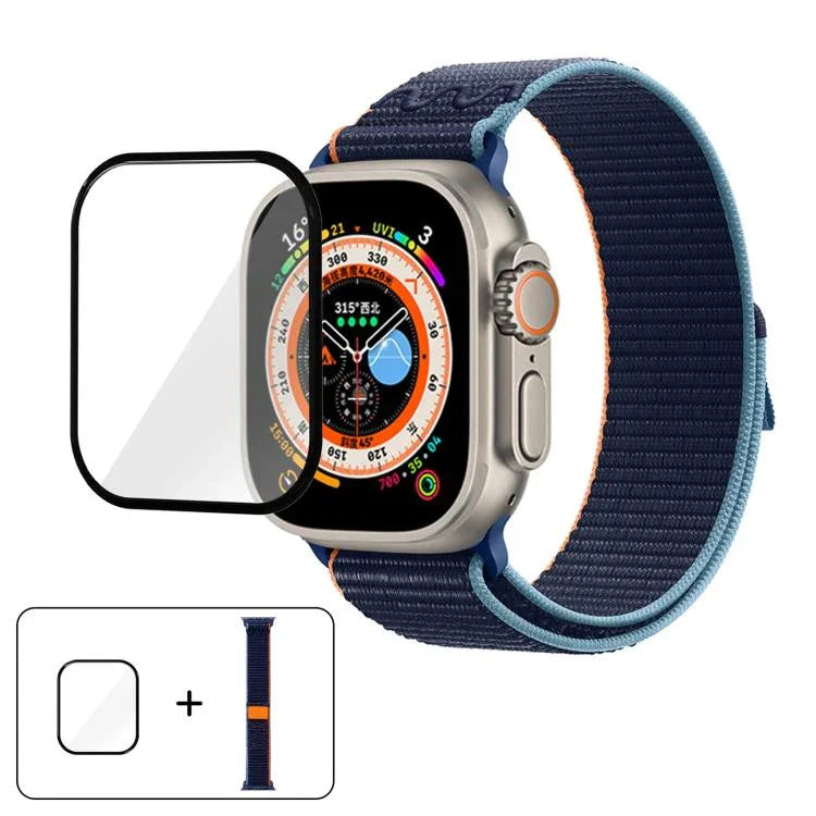 Nylon-Armband mit 3D-gebogener Folie, passend für Apple Watch Series 40 mm, Apple Watch Ultra 2/1 49 mm und Apple Watch Series 45 mm.