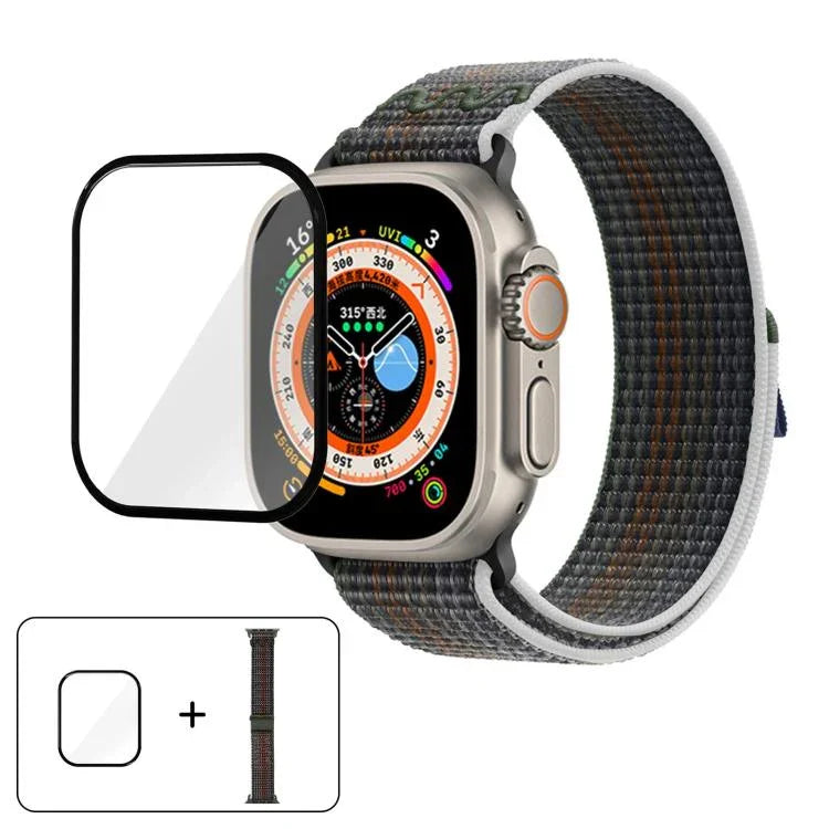 Nylon-Armband mit 3D-gebogener Folie, passend für Apple Watch Series 40 mm, Apple Watch Ultra 2/1 49 mm und Apple Watch Series 45 mm.