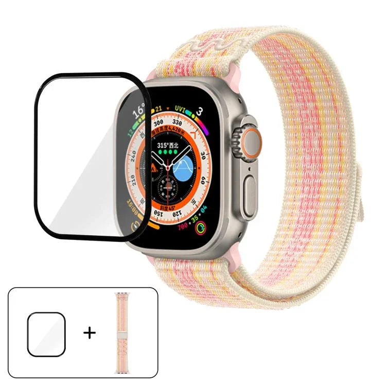 Nylon-Armband mit 3D-gebogener Folie, passend für Apple Watch Series 40 mm, Apple Watch Ultra 2/1 49 mm und Apple Watch Series 45 mm.