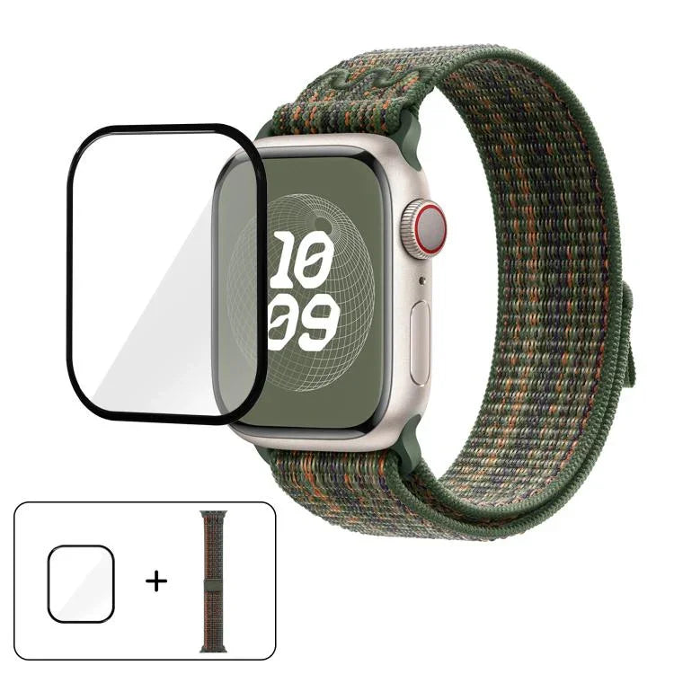 Nylon-Armband mit 3D-gebogener Folie, passend für Apple Watch Series 41 mm, 38 mm und 42 mm