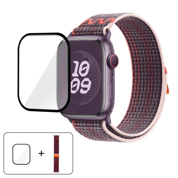 Nylon-Armband mit 3D-gebogener Folie, passend für Apple Watch Series 41 mm, 38 mm und 42 mm