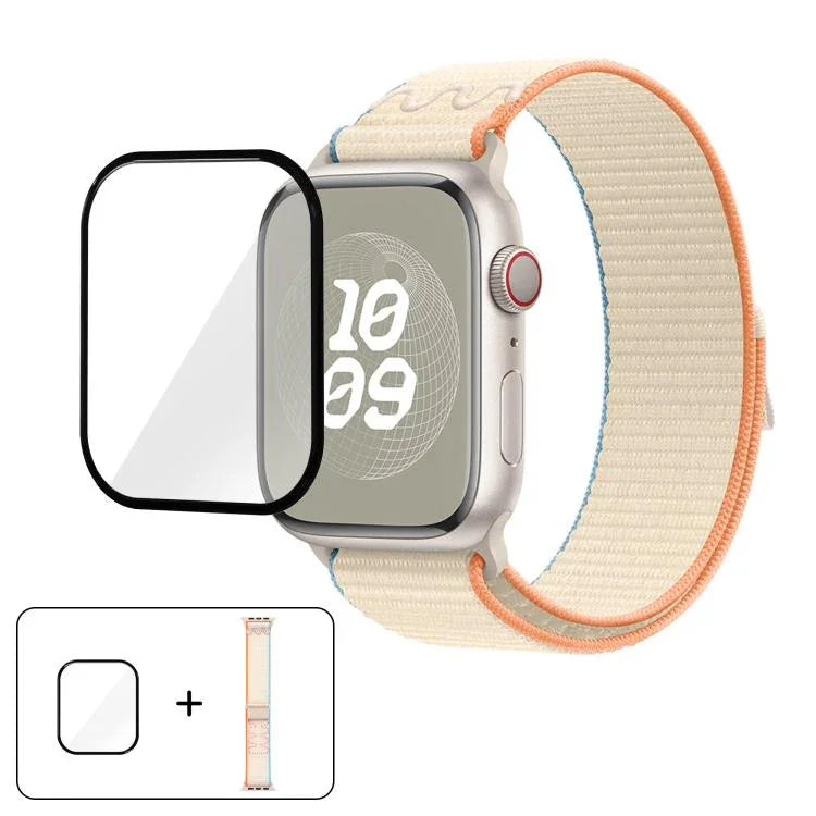 Nylon-Armband mit 3D-gebogener Folie, passend für Apple Watch Series 41 mm, 38 mm und 42 mm