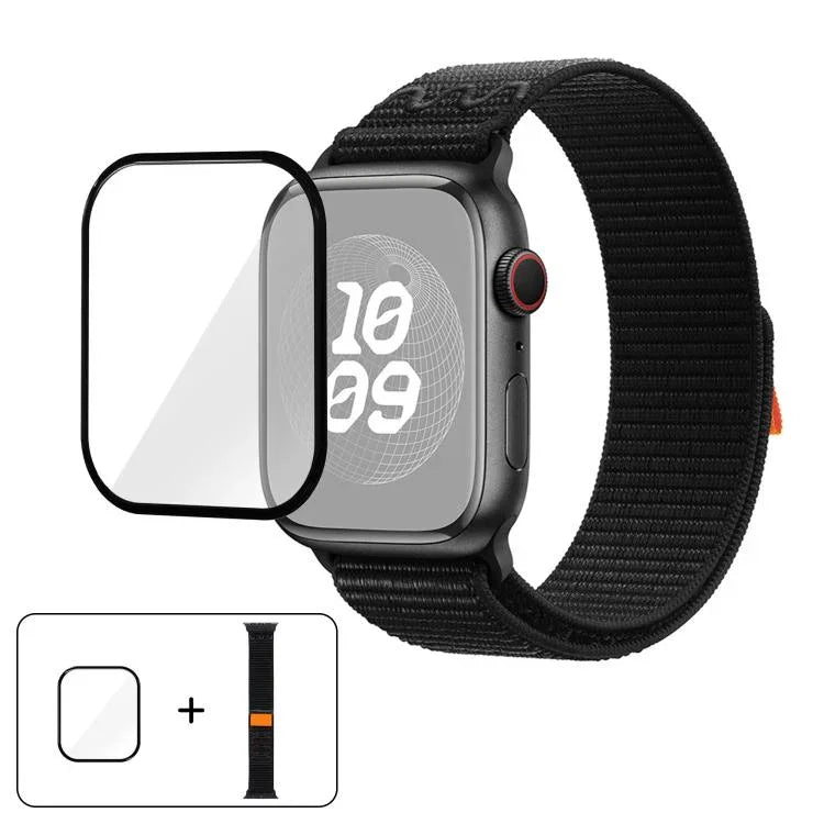 Nylon-Armband mit 3D-gebogener Folie, passend für Apple Watch Series 41 mm, 38 mm und 42 mm
