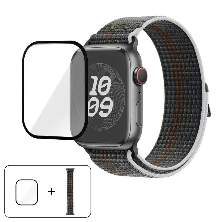 Nylon-Armband mit 3D-gebogener Folie, passend für Apple Watch Series 41 mm, 38 mm und 42 mm