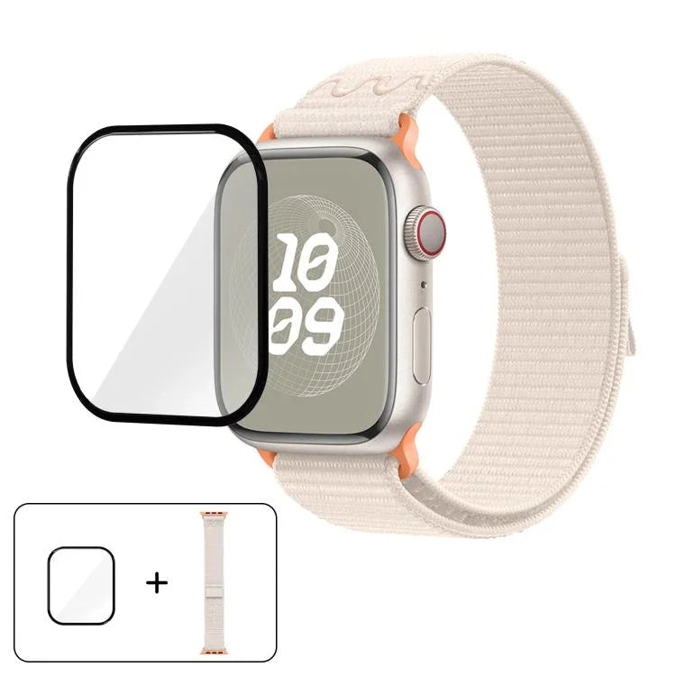Nylon-Armband mit 3D-gebogener Folie, passend für Apple Watch Series 41 mm, 38 mm und 42 mm