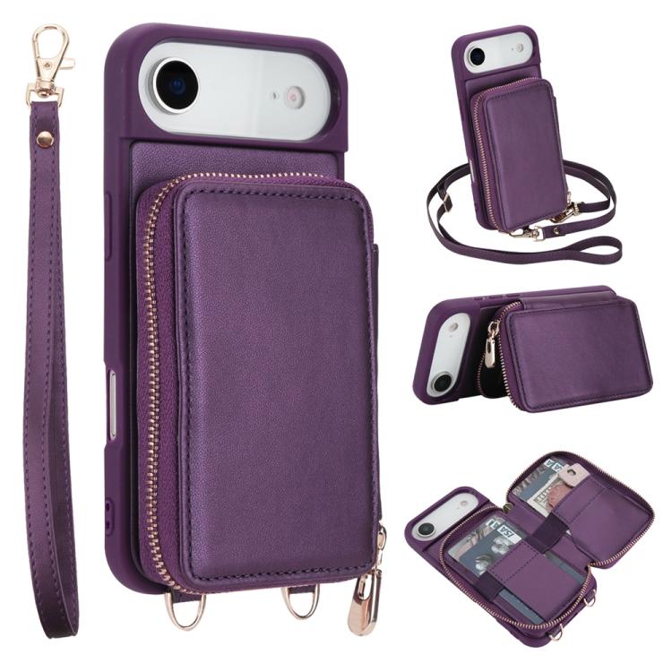 Crossbody Zipper RFID Card Bag Phone Case, For iPhone 17 Pro Max, For iPhone 17 Pro, For iPhone Air, For iPhone 15 Pro Max, For iPhone 15 Pro, For iPhone 15 Plus / 14 Plus