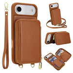 Crossbody Zipper RFID Card Bag Phone Case, For iPhone 17 Pro Max, For iPhone 17 Pro, For iPhone Air, For iPhone 15 Pro Max, For iPhone 15 Pro, For iPhone 15 Plus / 14 Plus