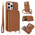 Crossbody Zipper RFID Card Bag Phone Case, For iPhone 17 Pro Max, For iPhone 17 Pro, For iPhone Air, For iPhone 15 Pro Max, For iPhone 15 Pro, For iPhone 15 Plus / 14 Plus