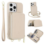 Crossbody Zipper RFID Card Bag Phone Case, For iPhone 17 Pro Max, For iPhone 17 Pro, For iPhone Air, For iPhone 15 Pro Max, For iPhone 15 Pro, For iPhone 15 Plus / 14 Plus