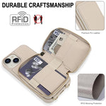Handytasche mit Umhängeriemen, Reißverschluss und RFID-Schutz, für iPhone 15, für iPhone 14 / 13, für iPhone 14 Pro, für iPhone 14 Pro Max, für iPhone 13 Pro Max, für iPhone 13 Pro
