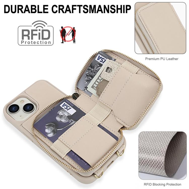 Handytasche mit Umhängeriemen, Reißverschluss und RFID-Schutz, für iPhone 15, für iPhone 14 / 13, für iPhone 14 Pro, für iPhone 14 Pro Max, für iPhone 13 Pro Max, für iPhone 13 Pro