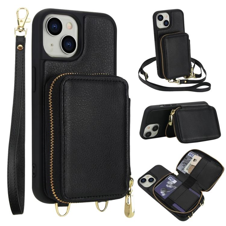 Handytasche mit Umhängeriemen, Reißverschluss und RFID-Schutz, für iPhone 15, für iPhone 14 / 13, für iPhone 14 Pro, für iPhone 14 Pro Max, für iPhone 13 Pro Max, für iPhone 13 Pro