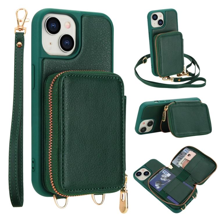 Handytasche mit Umhängeriemen, Reißverschluss und RFID-Schutz, für iPhone 15, für iPhone 14 / 13, für iPhone 14 Pro, für iPhone 14 Pro Max, für iPhone 13 Pro Max, für iPhone 13 Pro