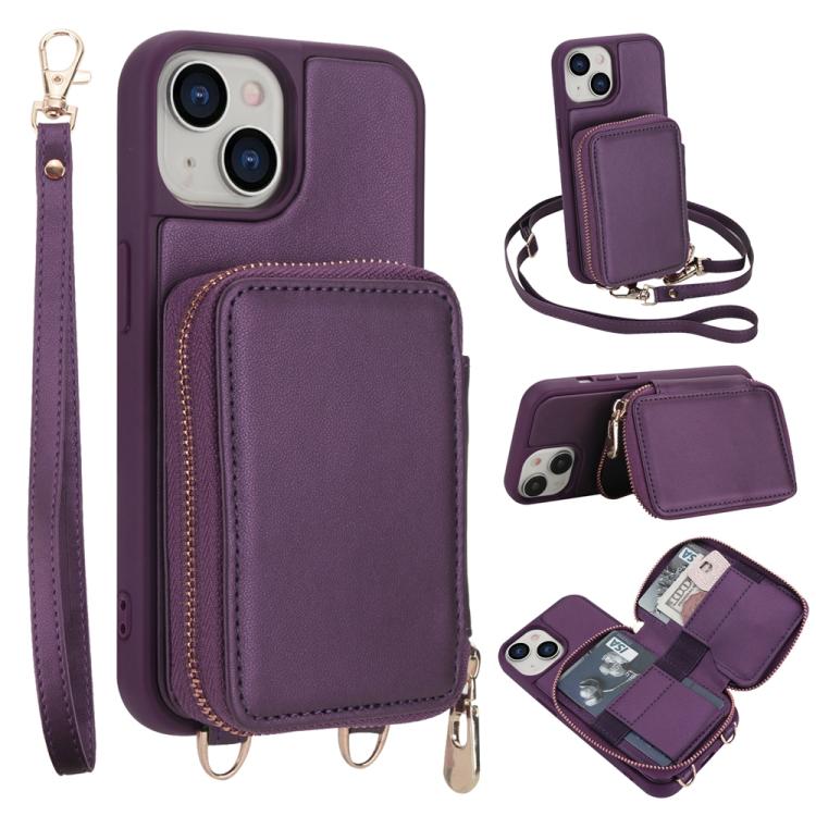 Handytasche mit Umhängeriemen, Reißverschluss und RFID-Schutz, für iPhone 15, für iPhone 14 / 13, für iPhone 14 Pro, für iPhone 14 Pro Max, für iPhone 13 Pro Max, für iPhone 13 Pro