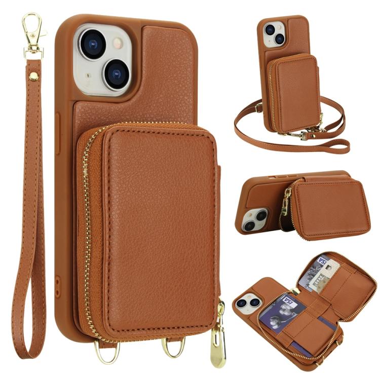 Handytasche mit Umhängeriemen, Reißverschluss und RFID-Schutz, für iPhone 15, für iPhone 14 / 13, für iPhone 14 Pro, für iPhone 14 Pro Max, für iPhone 13 Pro Max, für iPhone 13 Pro