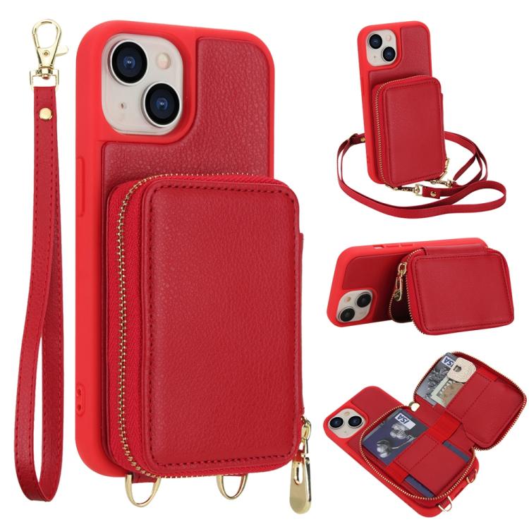 Handytasche mit Umhängeriemen, Reißverschluss und RFID-Schutz, für iPhone 15, für iPhone 14 / 13, für iPhone 14 Pro, für iPhone 14 Pro Max, für iPhone 13 Pro Max, für iPhone 13 Pro