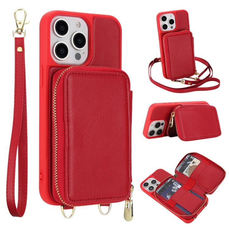 Handytasche mit Umhängeriemen, Reißverschluss und RFID-Schutz, für iPhone 15, für iPhone 14 / 13, für iPhone 14 Pro, für iPhone 14 Pro Max, für iPhone 13 Pro Max, für iPhone 13 Pro