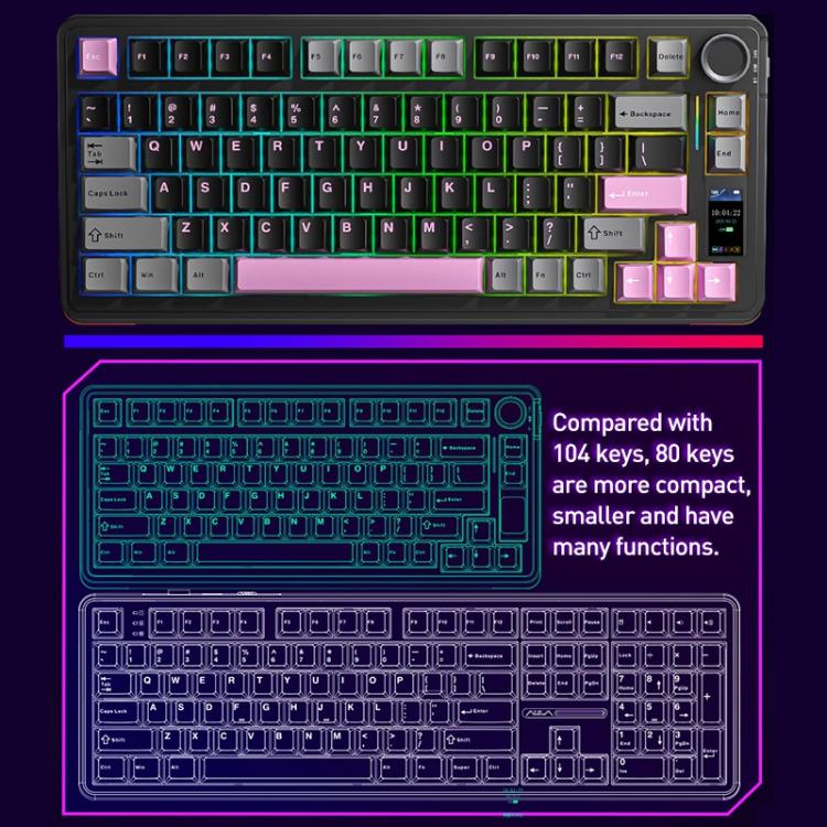 AULA S75 Pro Mechanische Tastatur mit 80 Tasten, Kabel/2.4G/Bluetooth, drei Modi, anpassbarer Farbverlauf